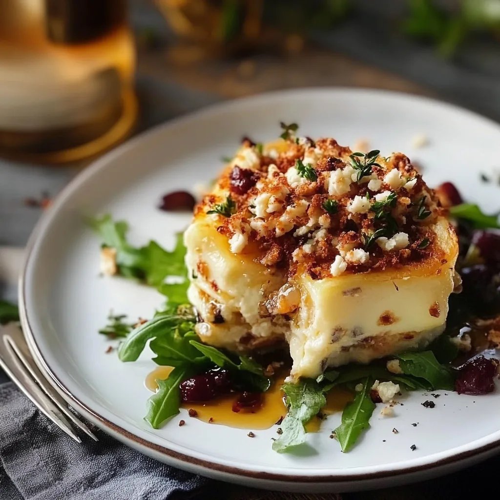 Honig-gratinierter Feta auf Feldsalat