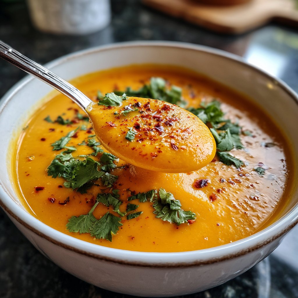 Butternut Kürbissuppe mit Ingwer und Kokos