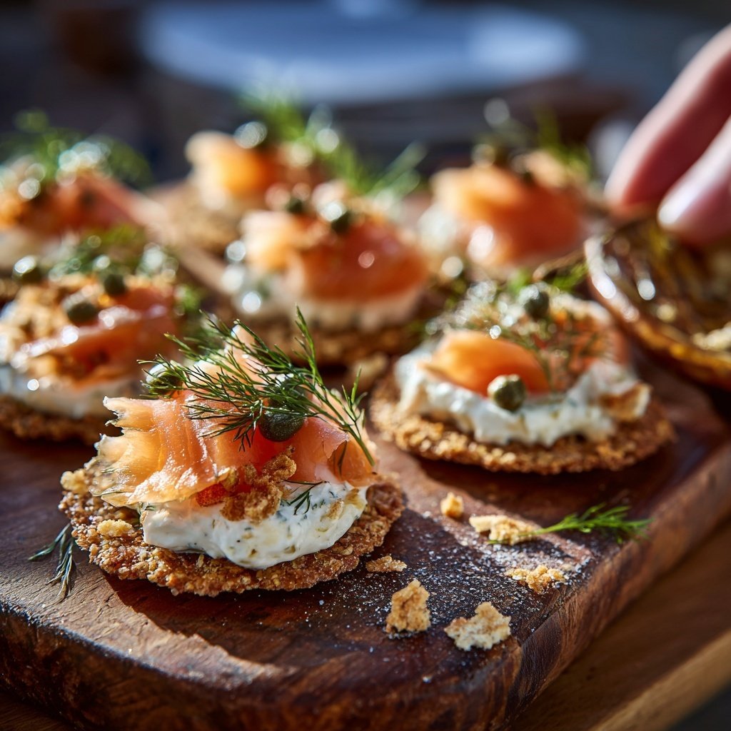 Canapés mit Frischkäse und Lachs