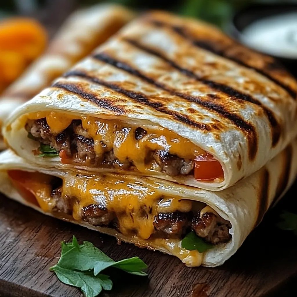 Gegrillte Cheeseburger-Wraps – Der ultimative Burger-Snack to-go!