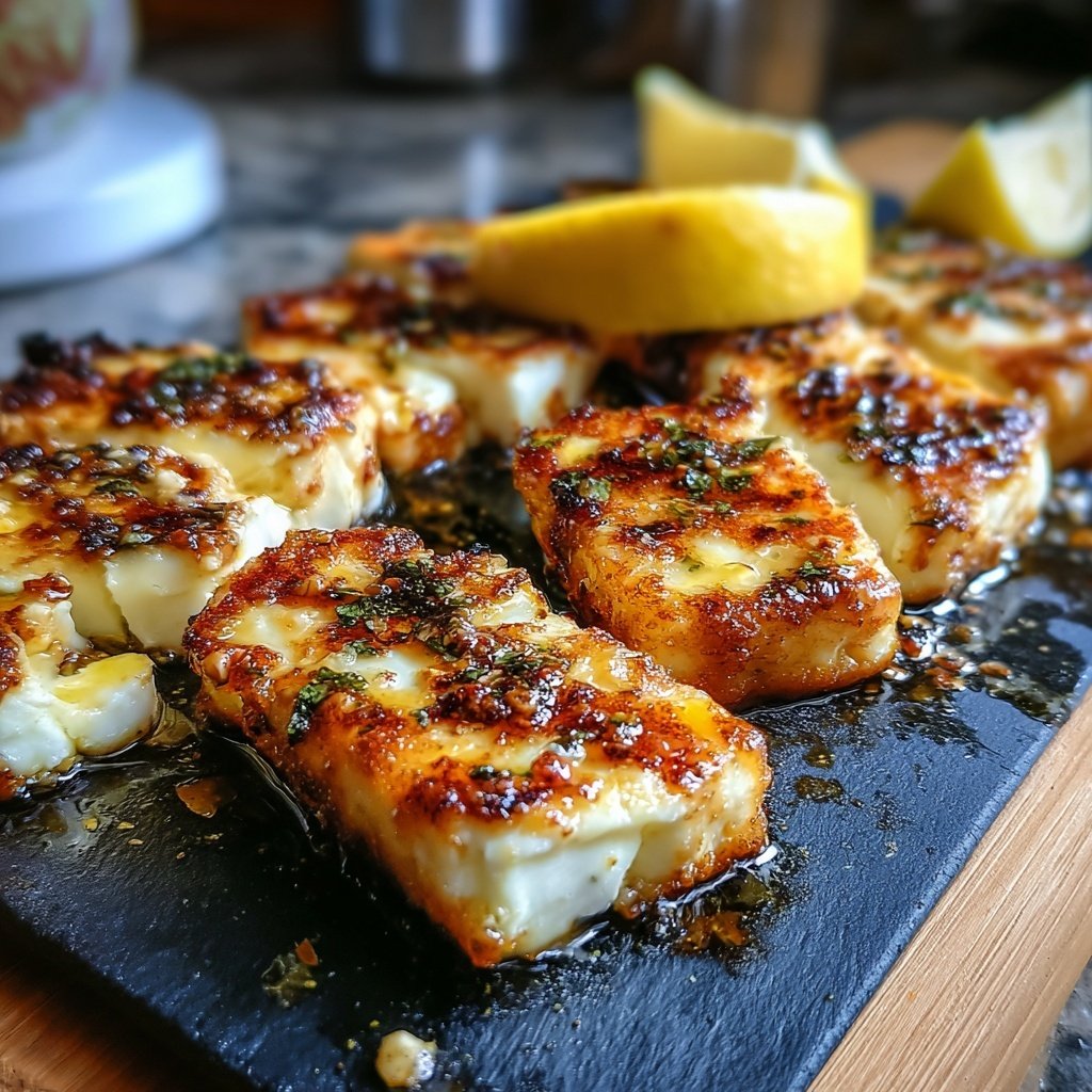 Gegrillter Halloumi Mit Zitronen Marinade